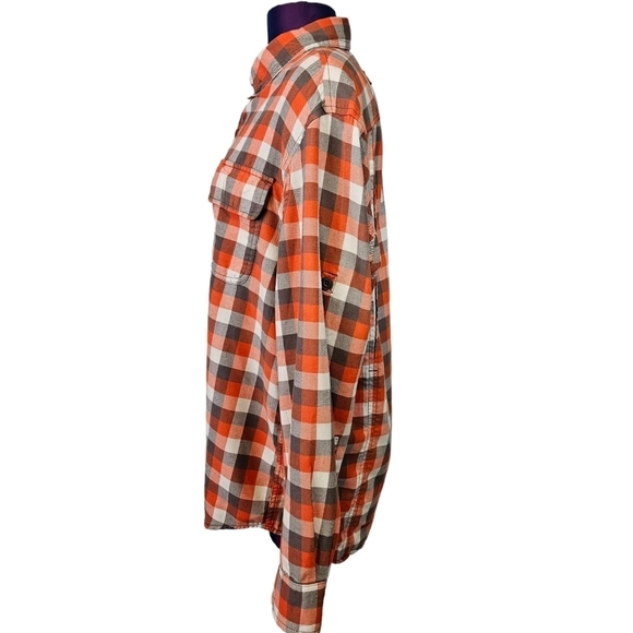 Duluth Orange & Gray Plaid Flannel Button Down Shirt‎ Size Large Men's - Picture 4 of 8